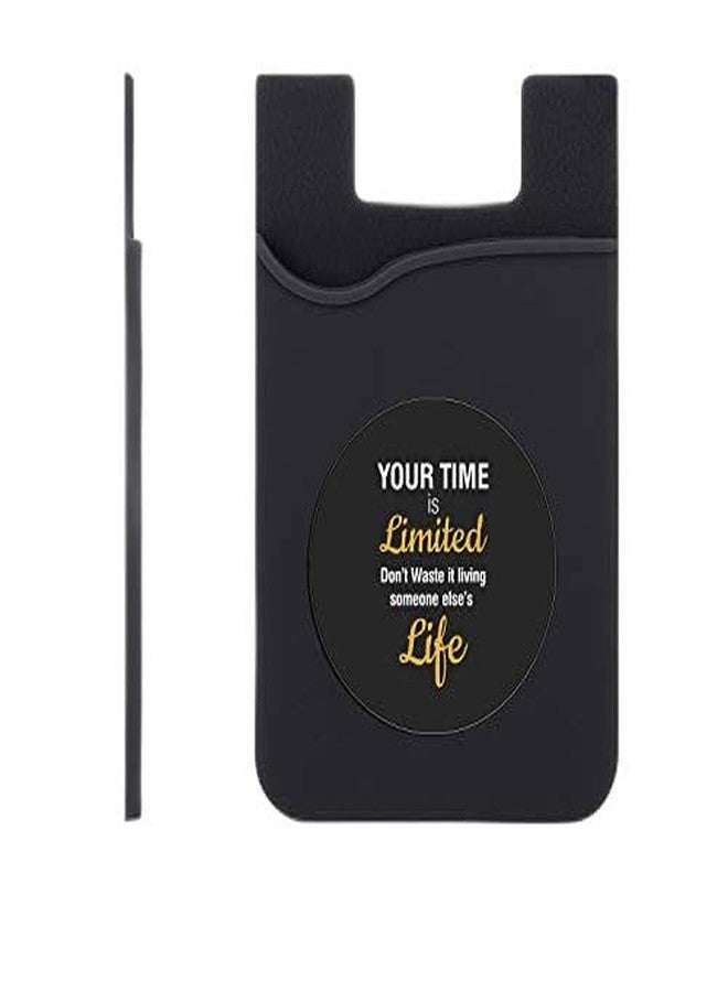 Plan To Gift Set of 3 Cell Phone Card Wallet, Silicone Phone Card Id Cash Wallet with 3M Adhesive Stick-on Time is Limited Printed Designer Mobile Wallet for Your Phone & Tablet - Image 1